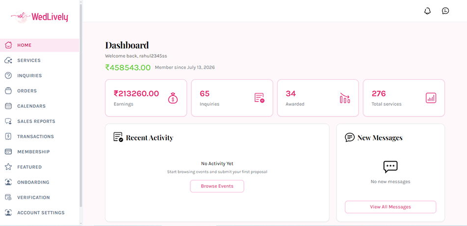 WedLively Dashboard